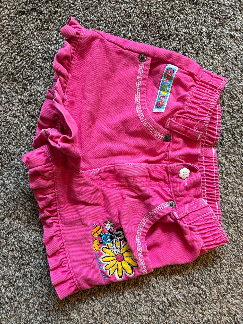 Micky & co Girls Bright Pink Ruffle Shorts with patches